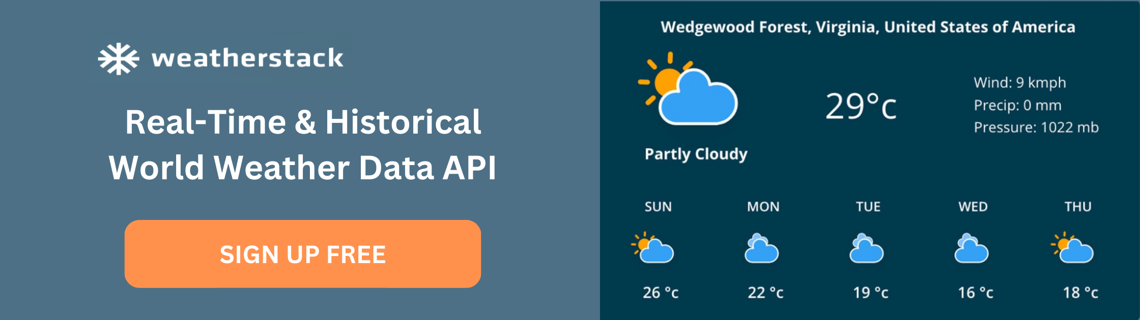 CTA - Weatherstack Weather Forecast Data and Historical Weather Data API - Sign Up Free