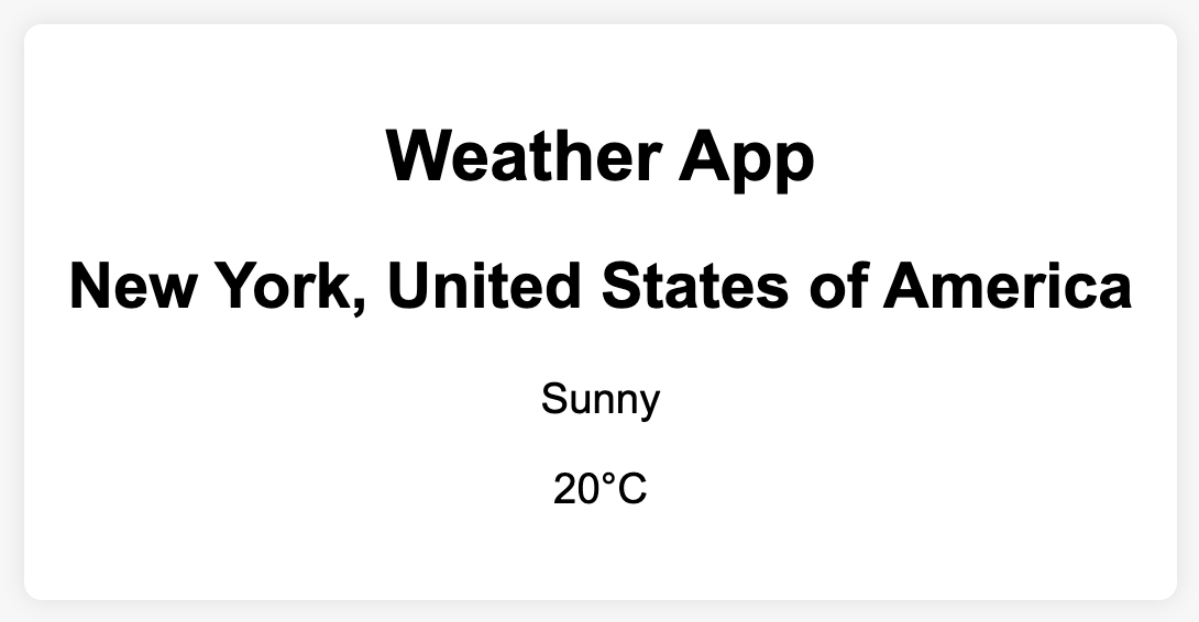 Weather App output screen